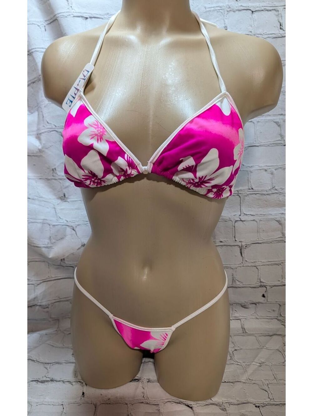 BODYZONE QT PIE VINTAGE Pink Floral String Dance Bikini Set NWT